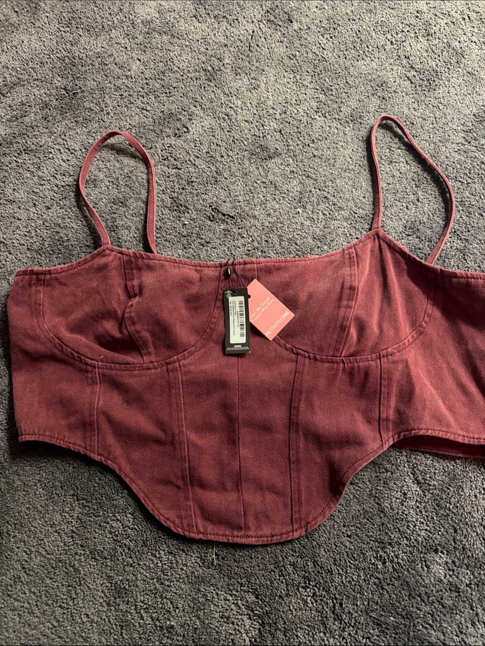 Women's Burgundy Corset Crop Top - pre